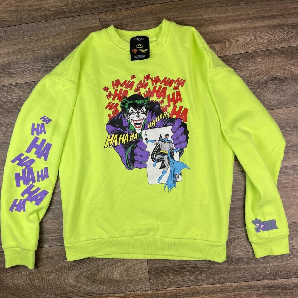 RARE Neon Green Joker Crewneck Sweatshirt size M from Forever XXI